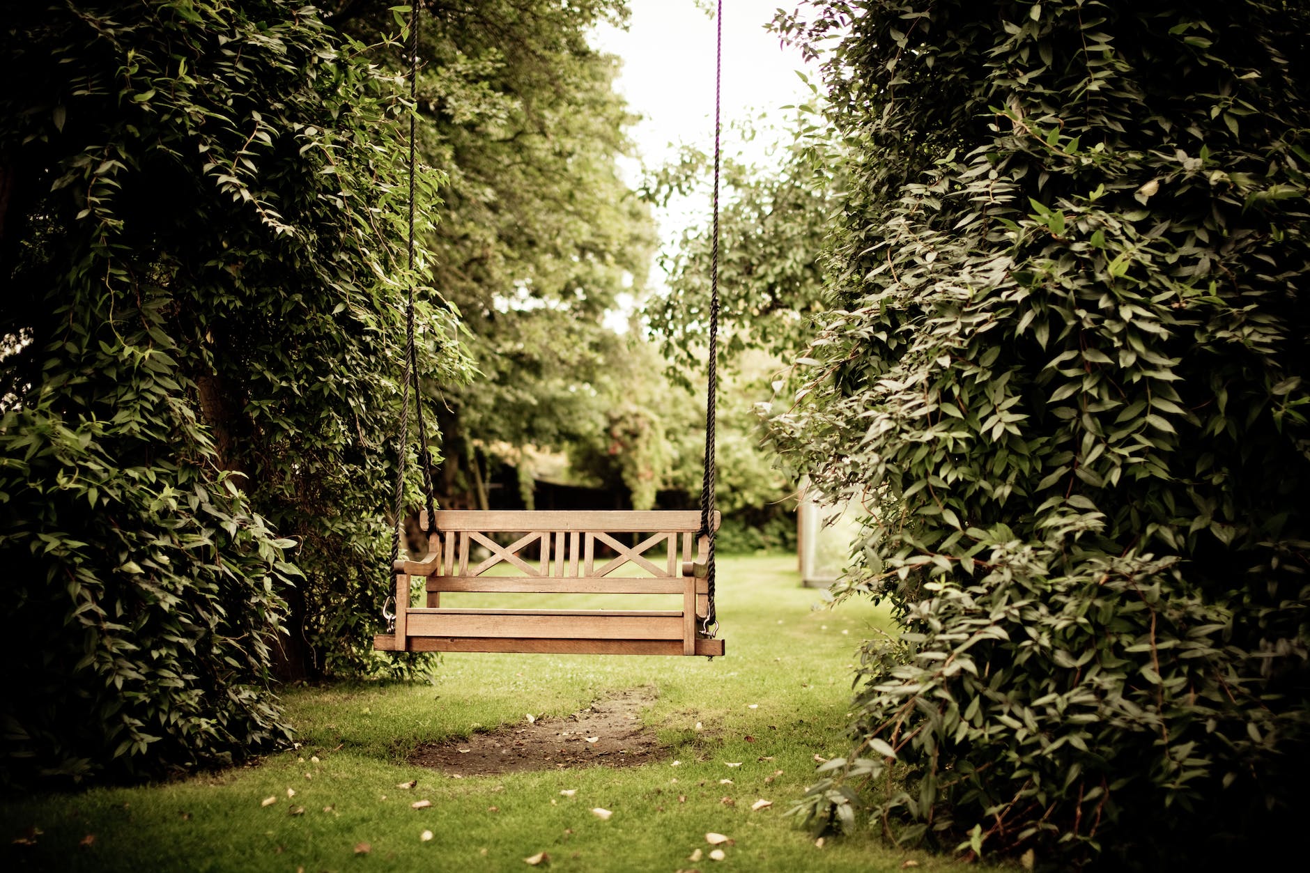 swing chair in a quiet place in a garden